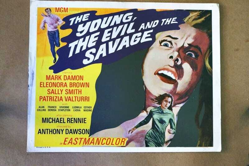 ORIGINAL LOBBY CARD - THE YOUNG, THE EVIL AND THE SAVAGE - 1968