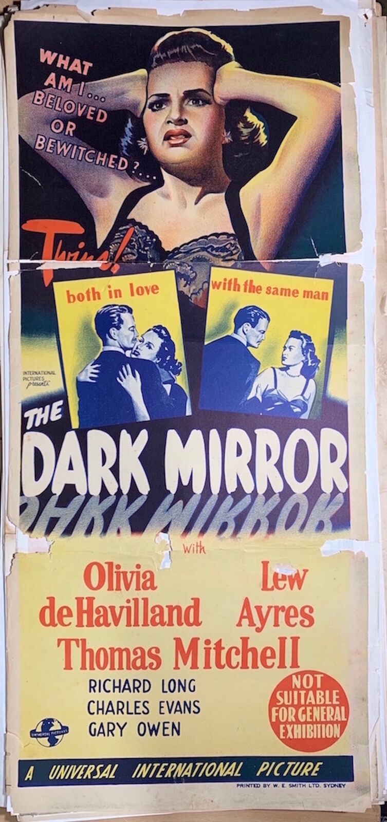 ORIGINAL DAYBILL MOVIE POSTER (VERY RARE) - THE DARK MIRROR