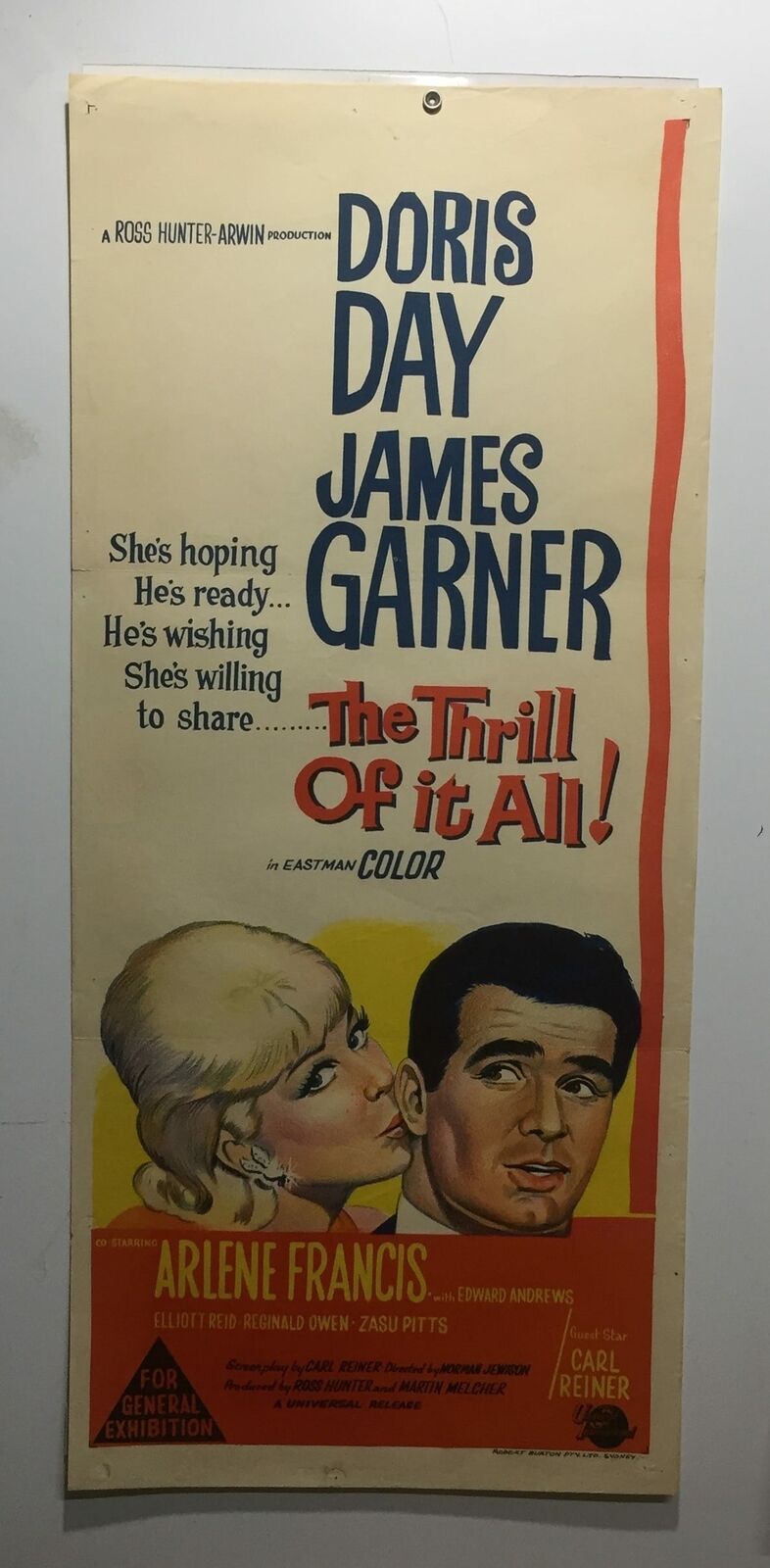 ORIGINAL DAYBILL MOVIE POSTER - THE THRILL OF IT ALL - 1963