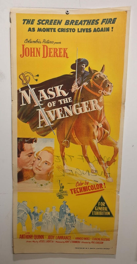 ORIGINAL DAYBILL MOVIE POSTER - MASK OF THE AVENGER