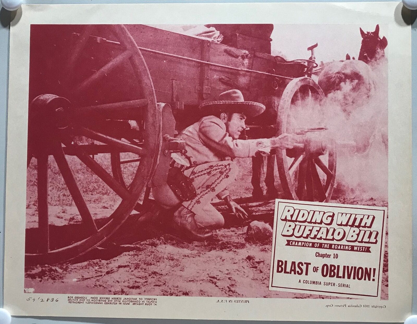 ORIGINAL SERIAL LOBBY CARD - RIDING WITH BUFFALO BILL (c) - 1954 - Ch 10 "Bla...