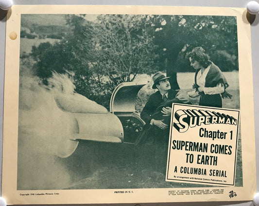 ORIGINAL SERIAL LOBBY CARD - SUPERMAN - 1948 - Chapter 1 - "Superman Comes To...