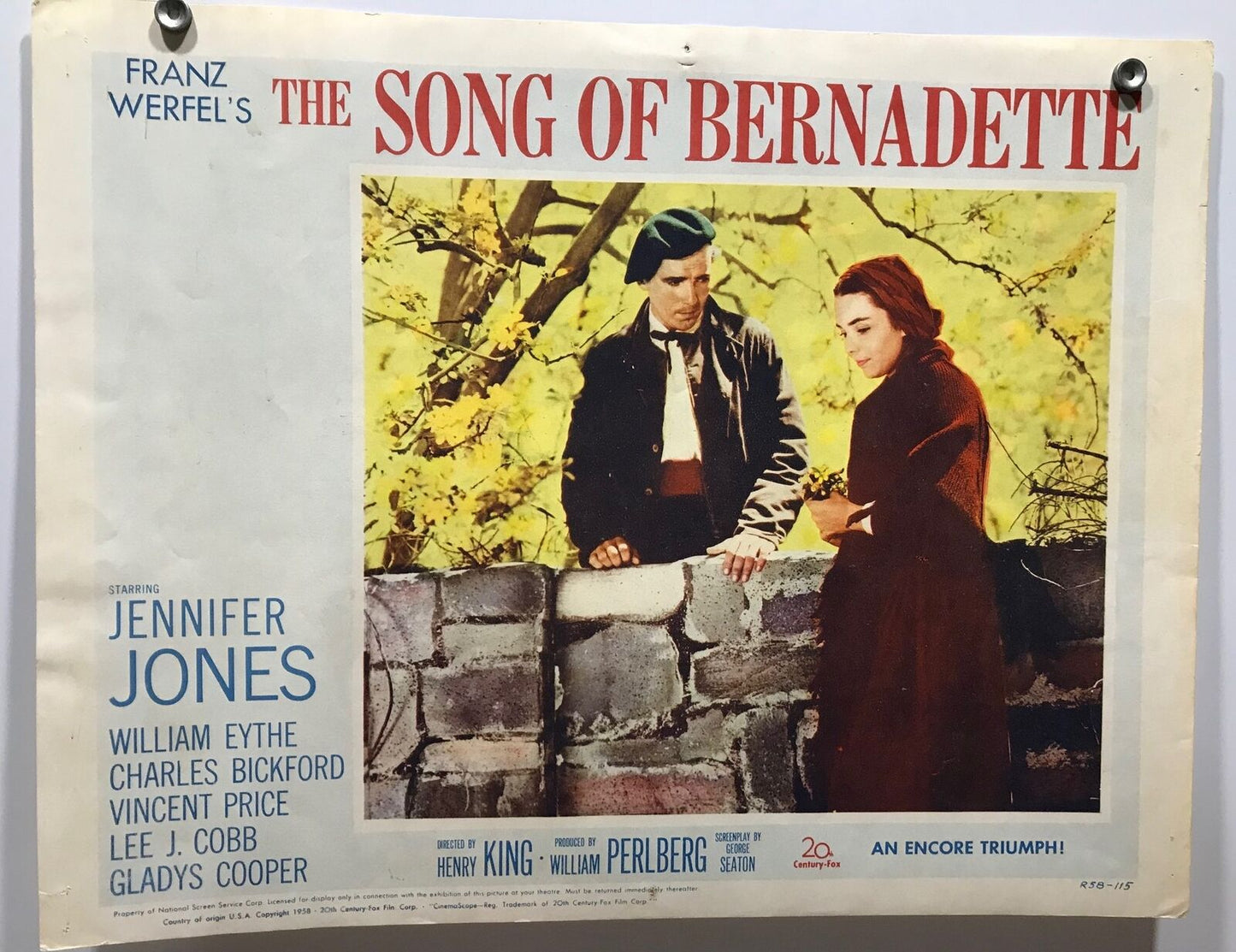 ORIGINAL LOBBY CARD - SONG OF BERNADETTE - 1958 - title card