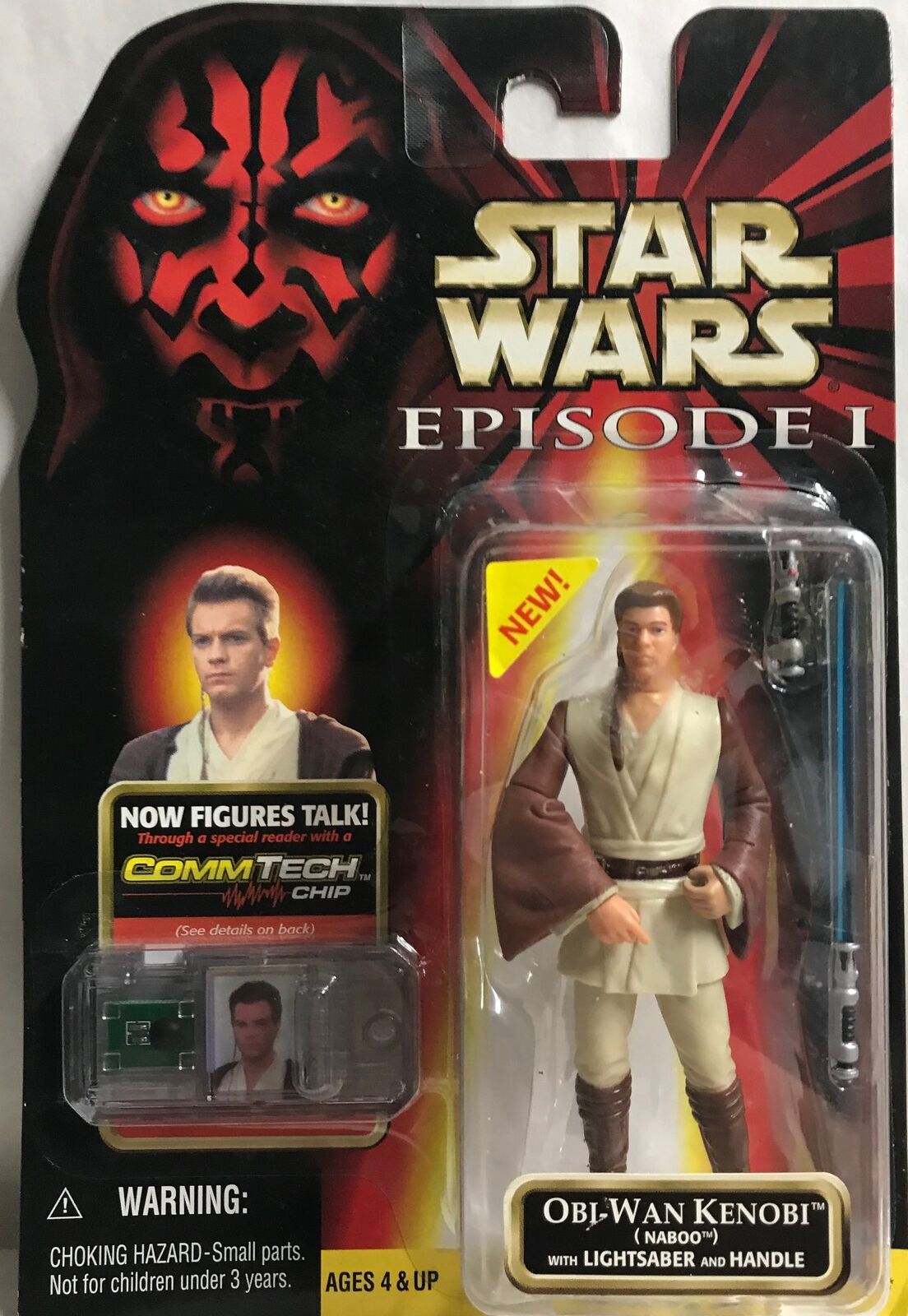 STAR WARS - HASBRO - EPISODE 1 - OBI-WAN KENOBI - with Lightsaber , Handle and