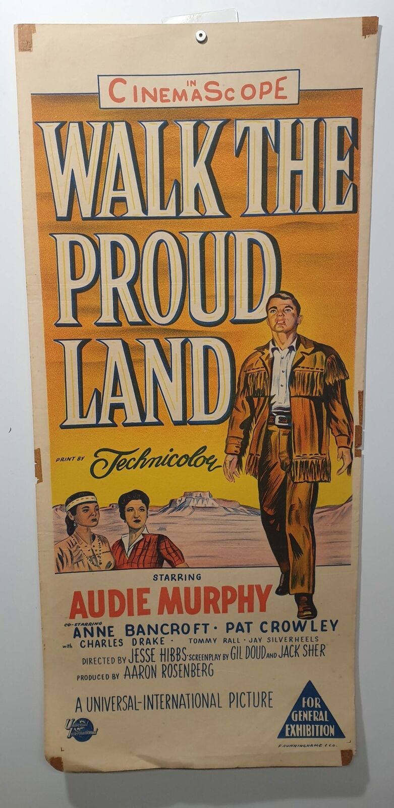 ORIGINAL DAYBILL MOVIE POSTER - WALK THE PROUD LAND - 1956