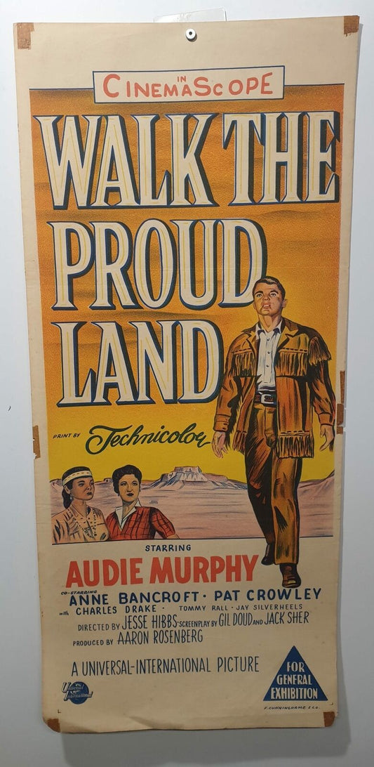 ORIGINAL DAYBILL MOVIE POSTER - WALK THE PROUD LAND - 1956