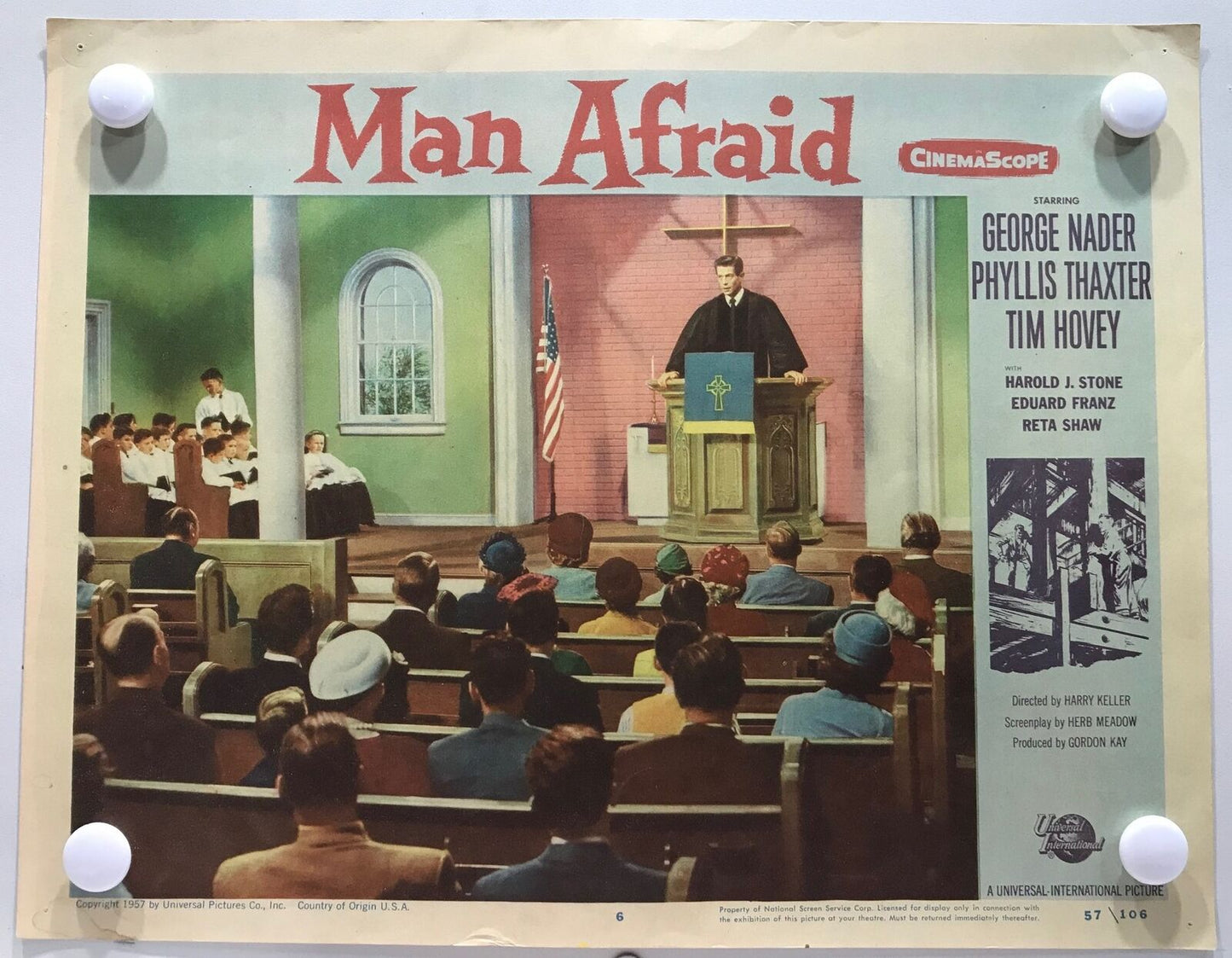 ORIGINAL LOBBY CARDS - MAN AFRAID - 1957 - card set of 8