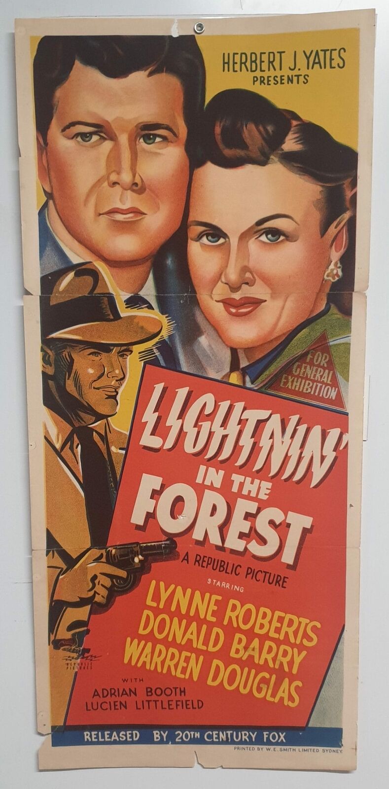 ORIGINAL DAYBILL MOVIE POSTER - LIGHTNIN' IN THE FOREST