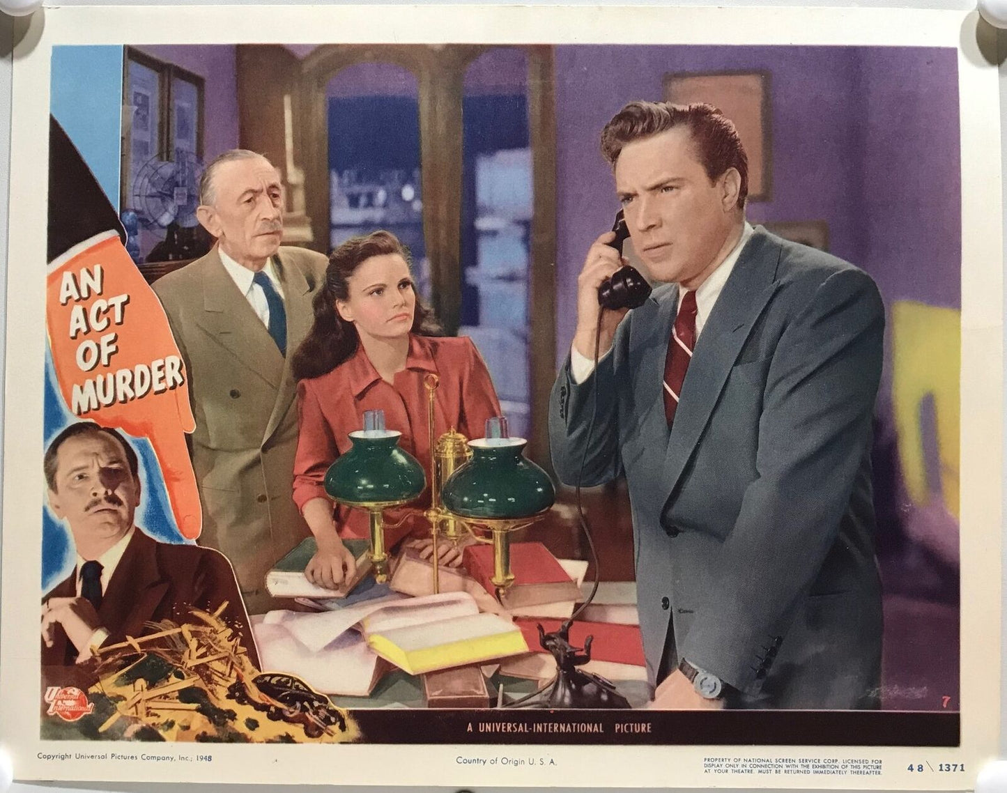 ORIGINAL LOBBY CARDS - AN ACT OF MURDER - 1948 - set of 8