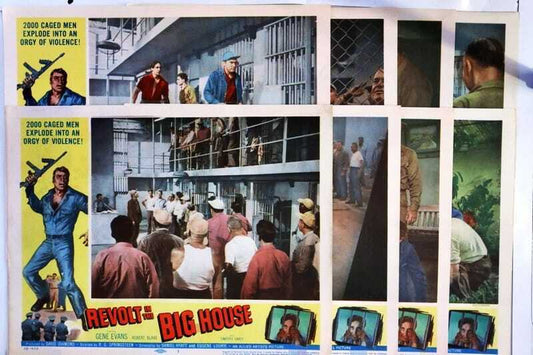 ORIGINAL LOBBY CARDS - REVOLT IN THE BIG HOUSE - 1958 - set of 8