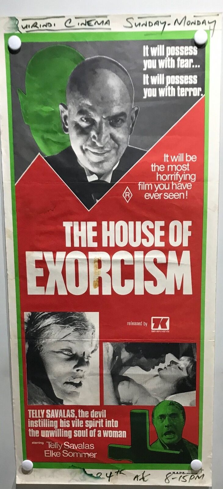 ORIGINAL DAYBILL MOVIE POSTER - THE HOUSE OF EXCORCISM - 1975 - HORROR