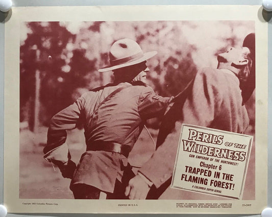 ORIGINAL SERIAL LOBBY CARD - PERILS OF THE WILDERNESS (h) - 1956 - Ch 6