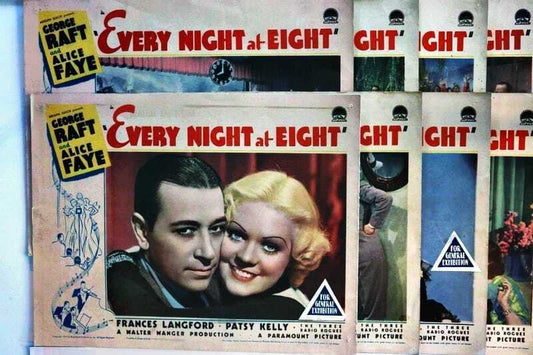 ORIGINAL LOBBY CARDS - EVERY NIGHT AT EIGHT - 1935 - set of 8