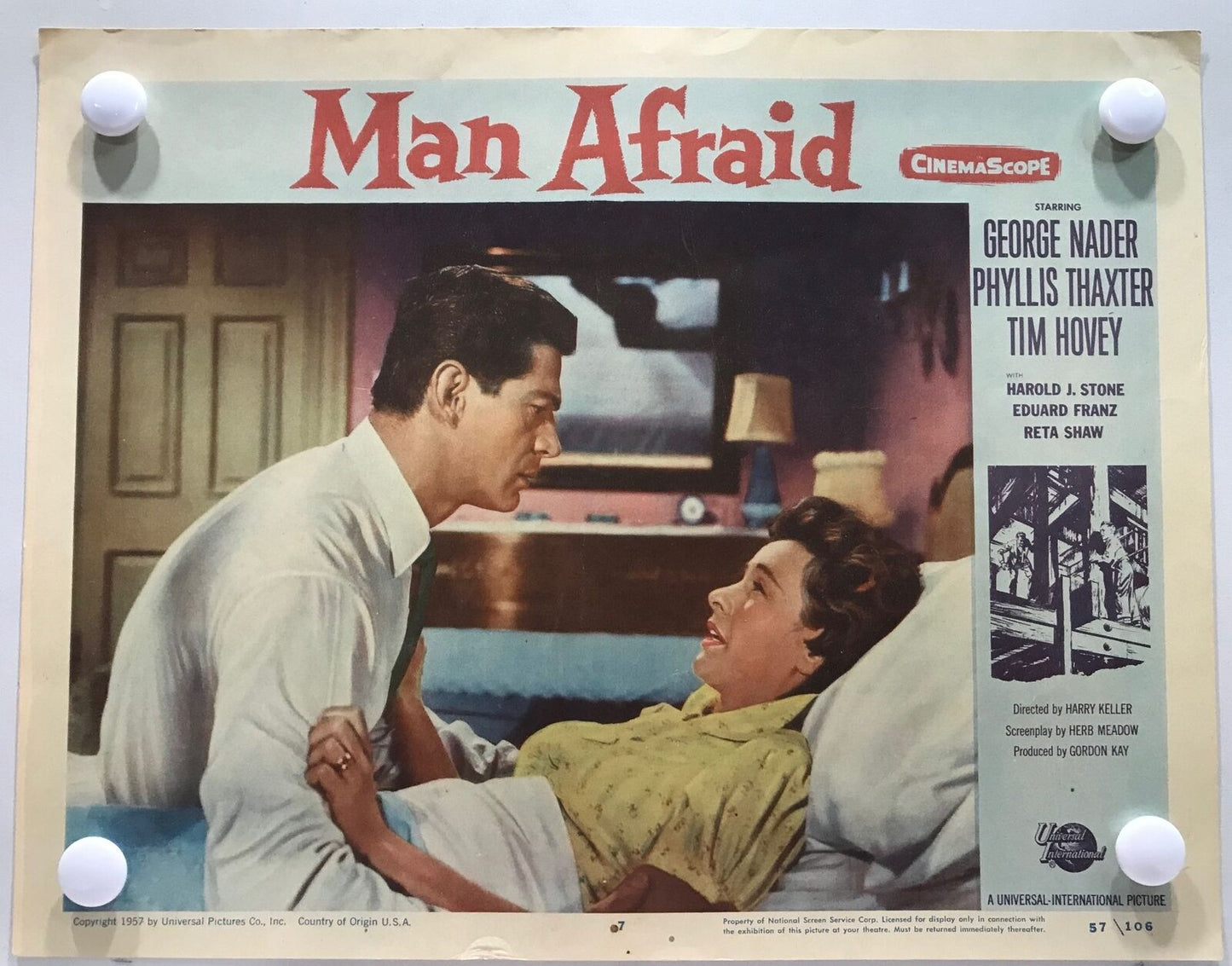 ORIGINAL LOBBY CARDS - MAN AFRAID - 1957 - card set of 8