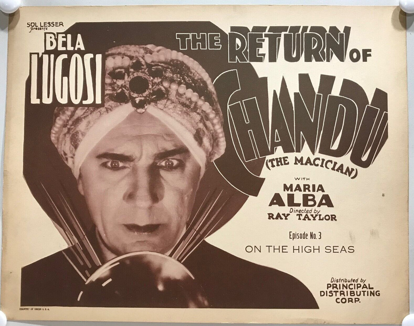 ORIGINAL SERIAL LOBBY CARD - THE RETURN OF CHANDU (a) - 1934 - Ch 3 "On the H...
