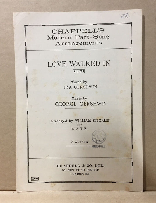 MUSIC SHEET - LOVE WALKED IN - IRA & GEORGE GERSHWIN - Chappell & Co.