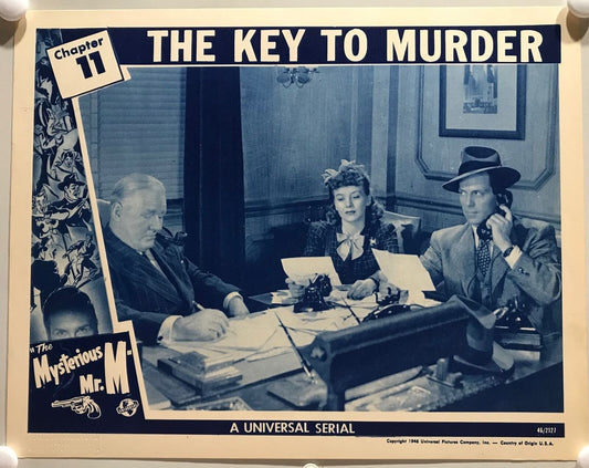 ORIGINAL SERIAL LOBBY CARD - MYSTERIOUS MR. M - 1946 -Ch 11 "The Key to Murde...