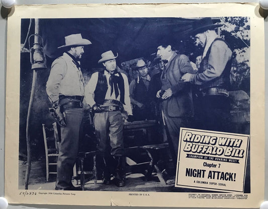 ORIGINAL SERIAL LOBBY CARD - RIDING WITH BUFFALO BILL (d) - 1954 - Ch 7 "Nigh...