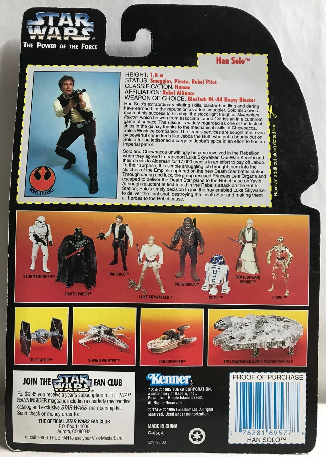 STAR WARS - KENNER - POTF - HAN SOLO - with Heavy Assault Rifle and Blaster