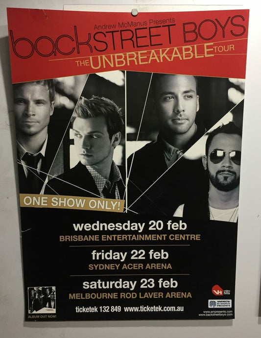 MUSIC PROMO POSTER - BACKSTREET BOYS - THE UNBREAKABLE TOUR -  BRIS SYD MEL