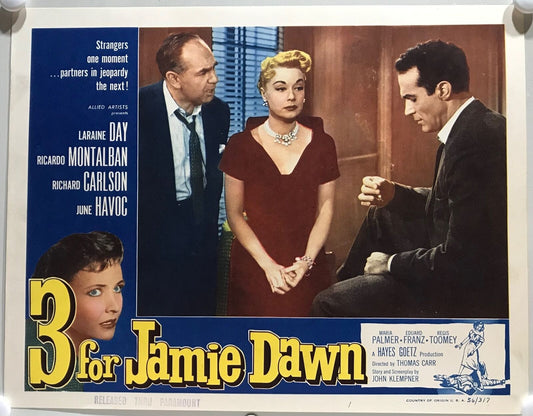 ORIGINAL LOBBY CARDS - 3 FOR JAMIE DAWN - 1956 - set of 8