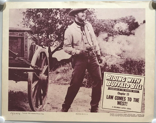 ORIGINAL SERIAL LOBBY CARD - RIDING WITH BUFFALO BILL (d) - 1954 - Ch 15 "Law...