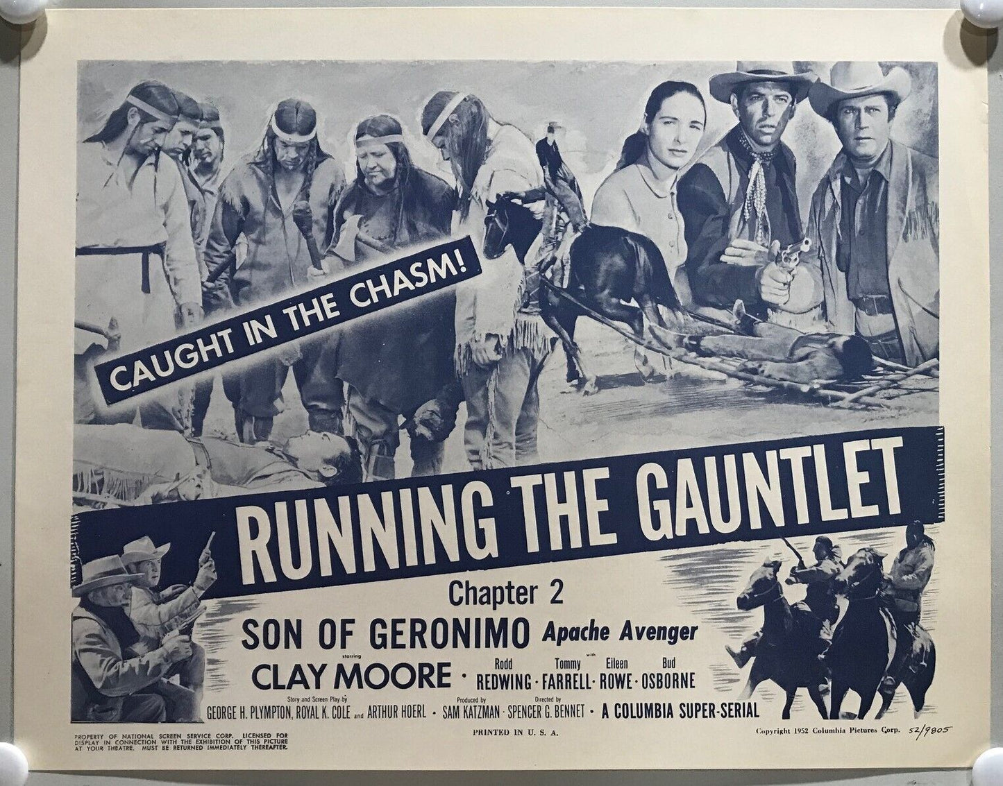 ORIGINAL SERIAL LOBBY CARD - SON OF GERONIMO (a) - 1952 - Ch 2 "Running the G...