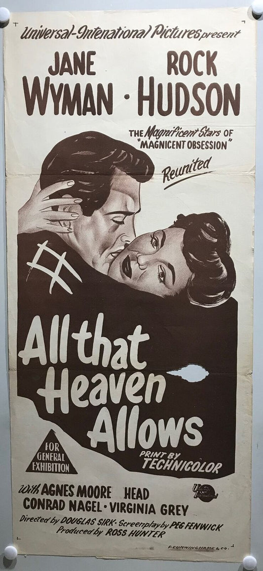 ORIGINAL DAYBILL MOVIE POSTER - ALL THAT HEAVEN ALLOWS - 1955