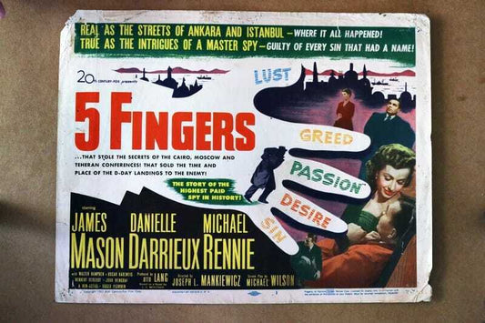 ORIGINAL LOBBY CARD - 5 FINGERS - 1952 - card #1