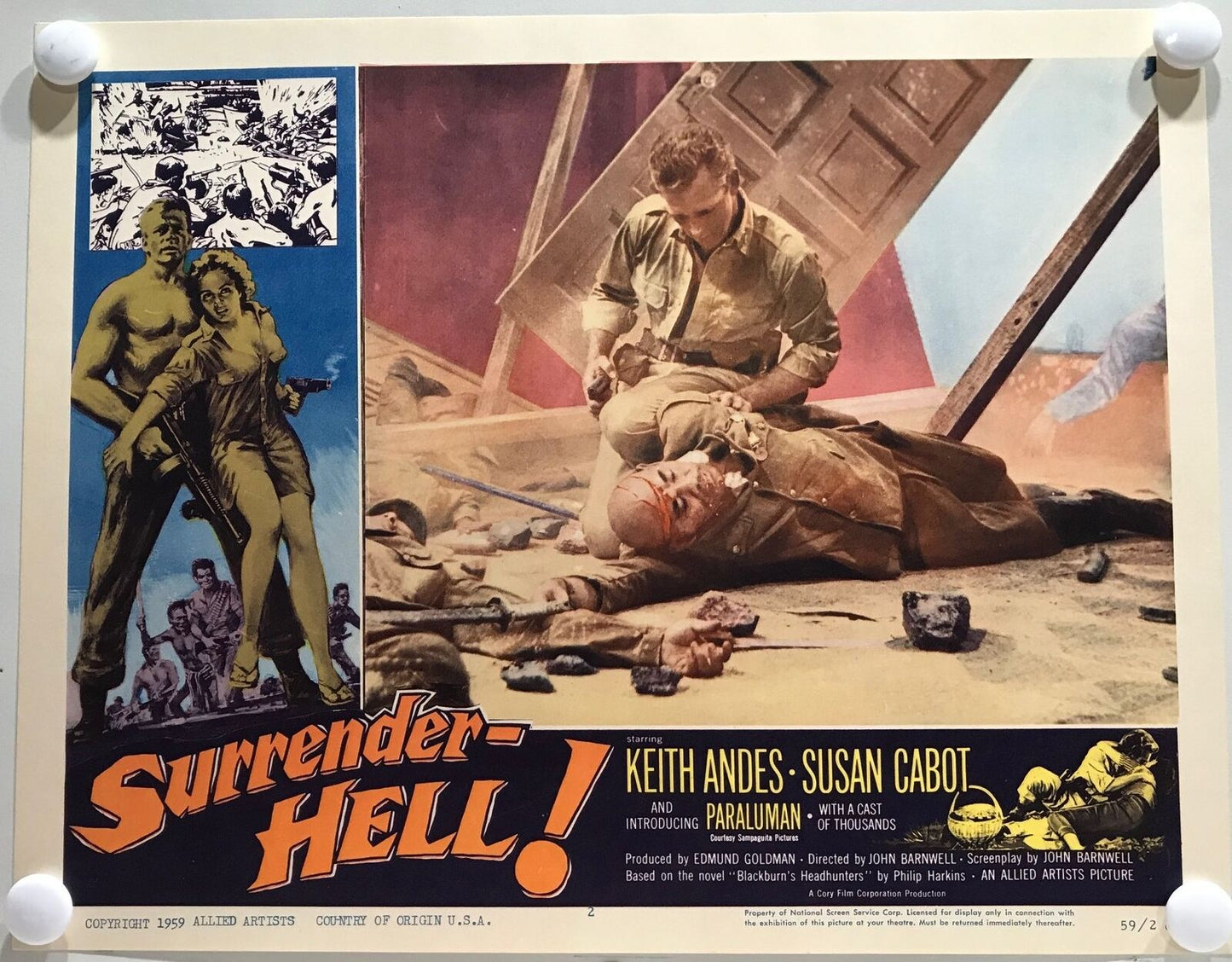 ORIGINAL LOBBY CARDS - SURRENDER - HELL! (b) - 1959 - set of 8