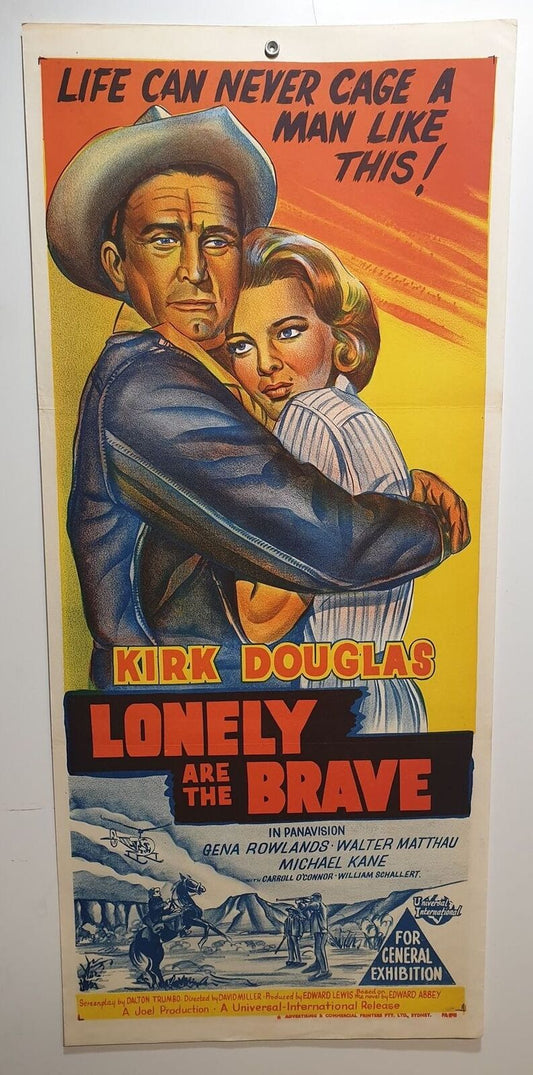 ORIGINAL DAYBILL MOVIE POSTER - LONELY ARE THE BRAVE