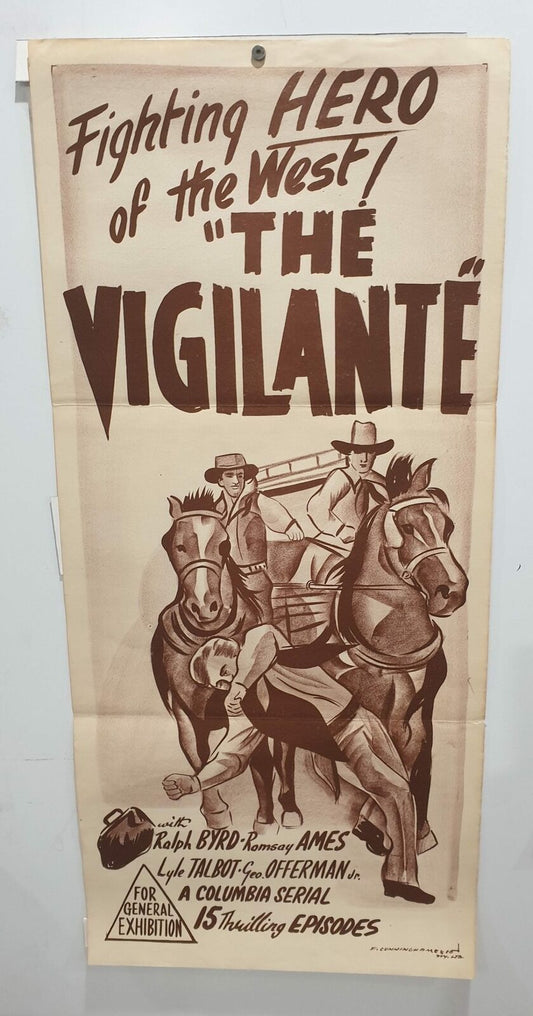 ORIGINAL DAYBILL MOVIE POSTER - THE VIGILANTE - Fighting Hero of the West - 1947- Serial