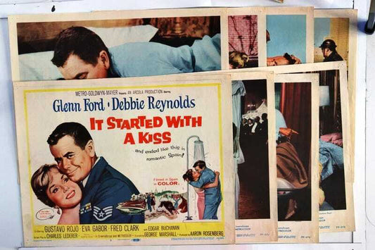 ORIGINAL LOBBY CARDS - IT STARTED WITH A KISS - 1954 - set of 8