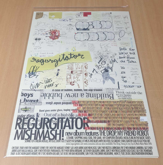 MUSIC PROMO POSTER - SIGNED - REGURGITATOR - MISHMASH! - ft The Drop, My Friend Robot (a)