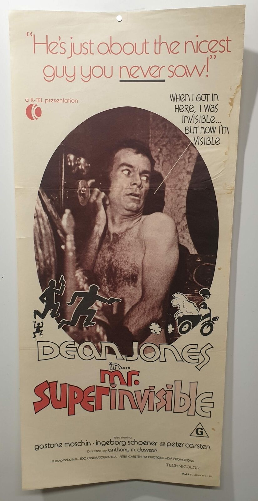 ORIGINAL DAYBILL MOVIE POSTER - MR. SUPERINVISIBLE - 1970