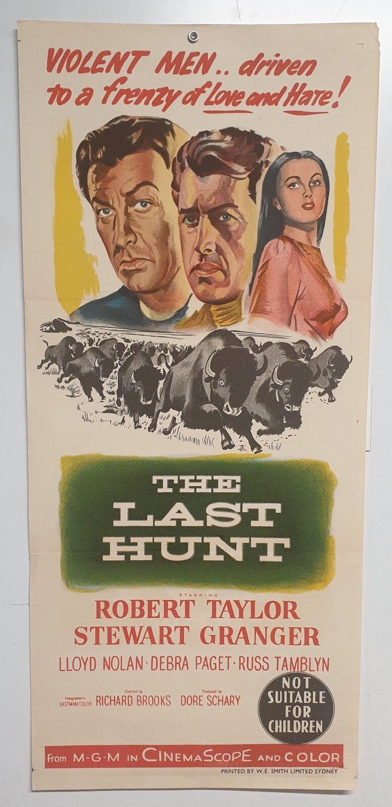 ORIGINAL DAYBILL MOVIE POSTER - THE LAST HUNT - 1956