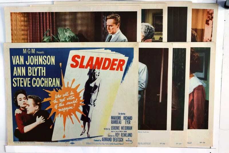 ORIGINAL LOBBY CARDS - SLANDER - 1957 - set of 8