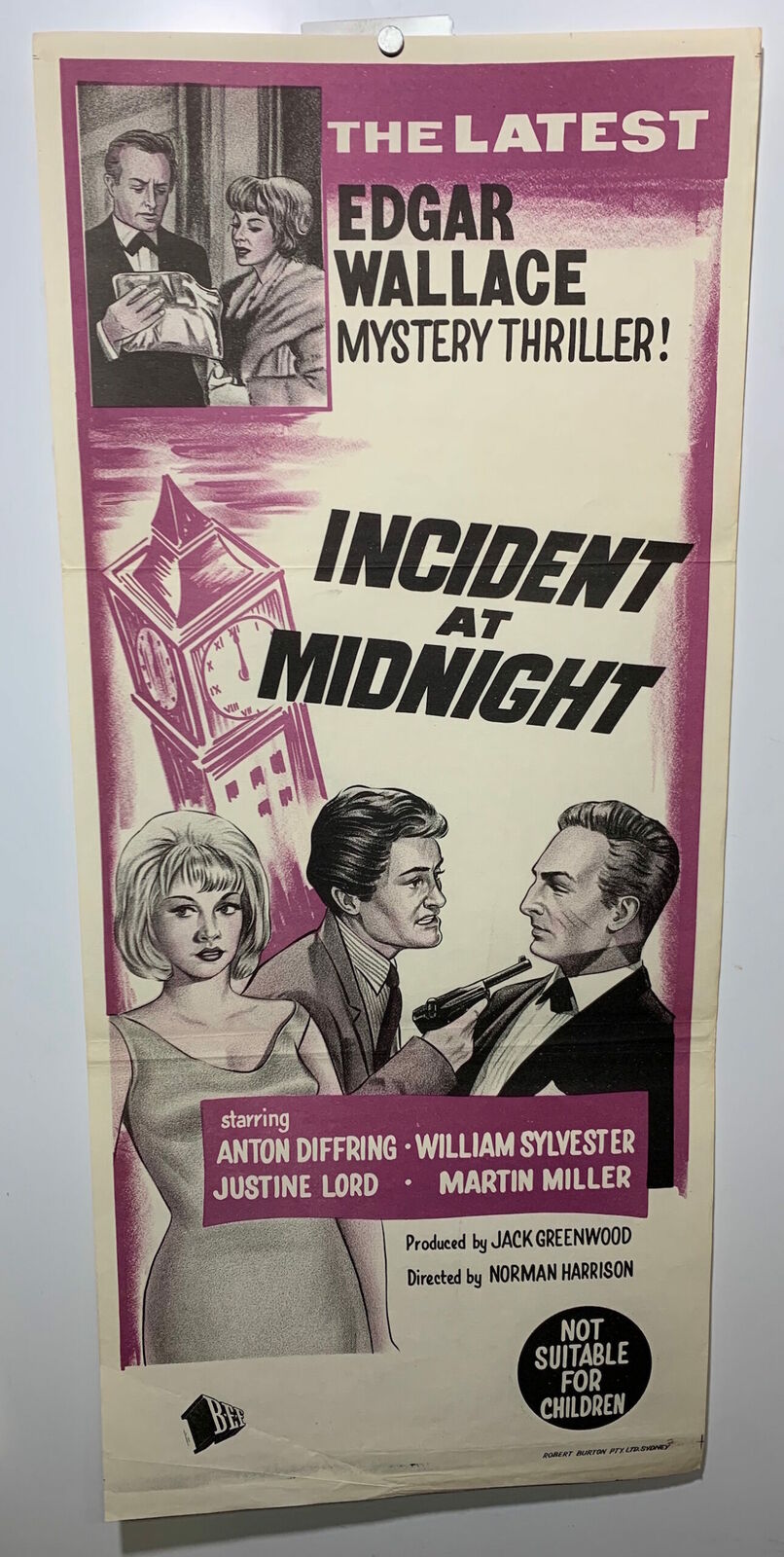 ORIGINAL DAYBILL MOVIE POSTER - INCIDENT AT MIDNIGHT