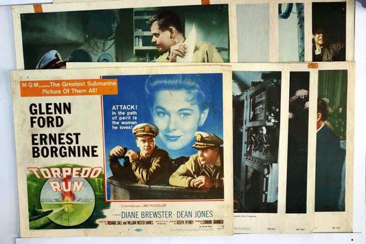 ORIGINAL LOBBY CARDS - TORPEDO RUN - 1958 - set of 8