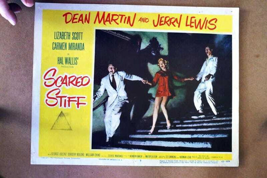 ORIGINAL LOBBY CARD - SCARED STIFF - 1953 - key #1 card -  Dean Martin, Jerry Lewis Lizabeth Scott, Carmen Miranda