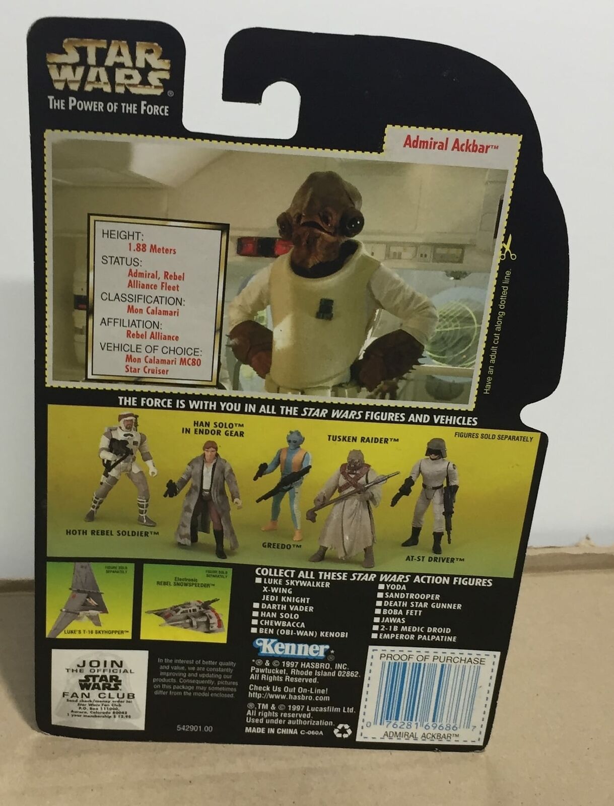 STAR WARS - KENNER - POTF - ADMIRAL ACKBAR - with Comlink Wrist Blaster