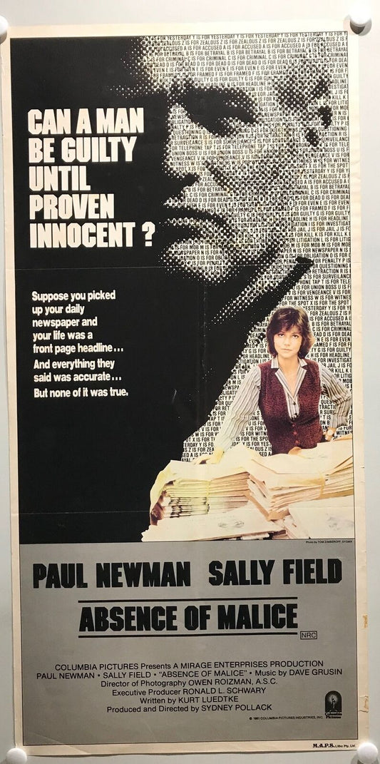 ORIGINAL DAYBILL MOVIE POSTER - ABSENCE OF MALICE - 1981