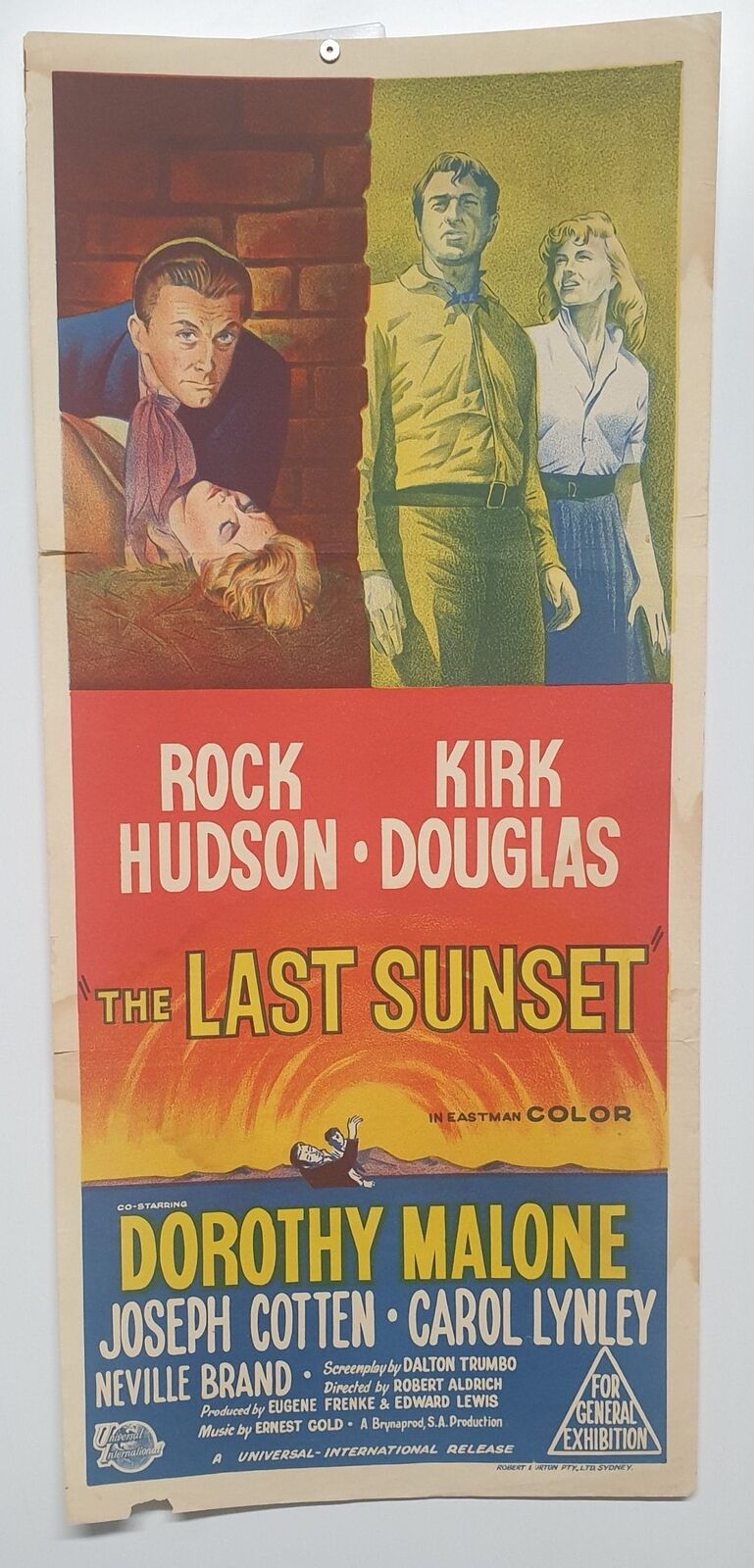 ORIGINAL DAYBILL MOVIE POSTER - THE LAST SUNSET - 1961