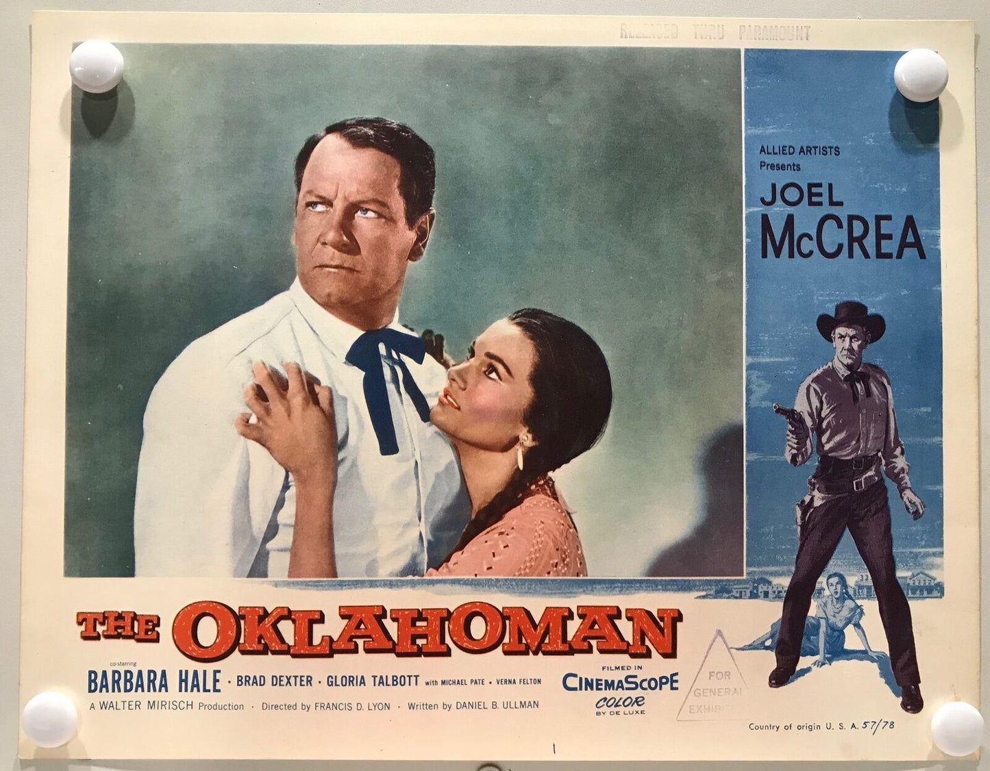 ORIGINAL LOBBY CARDS - THE OKLAHOMAN - 1957 - set of 8