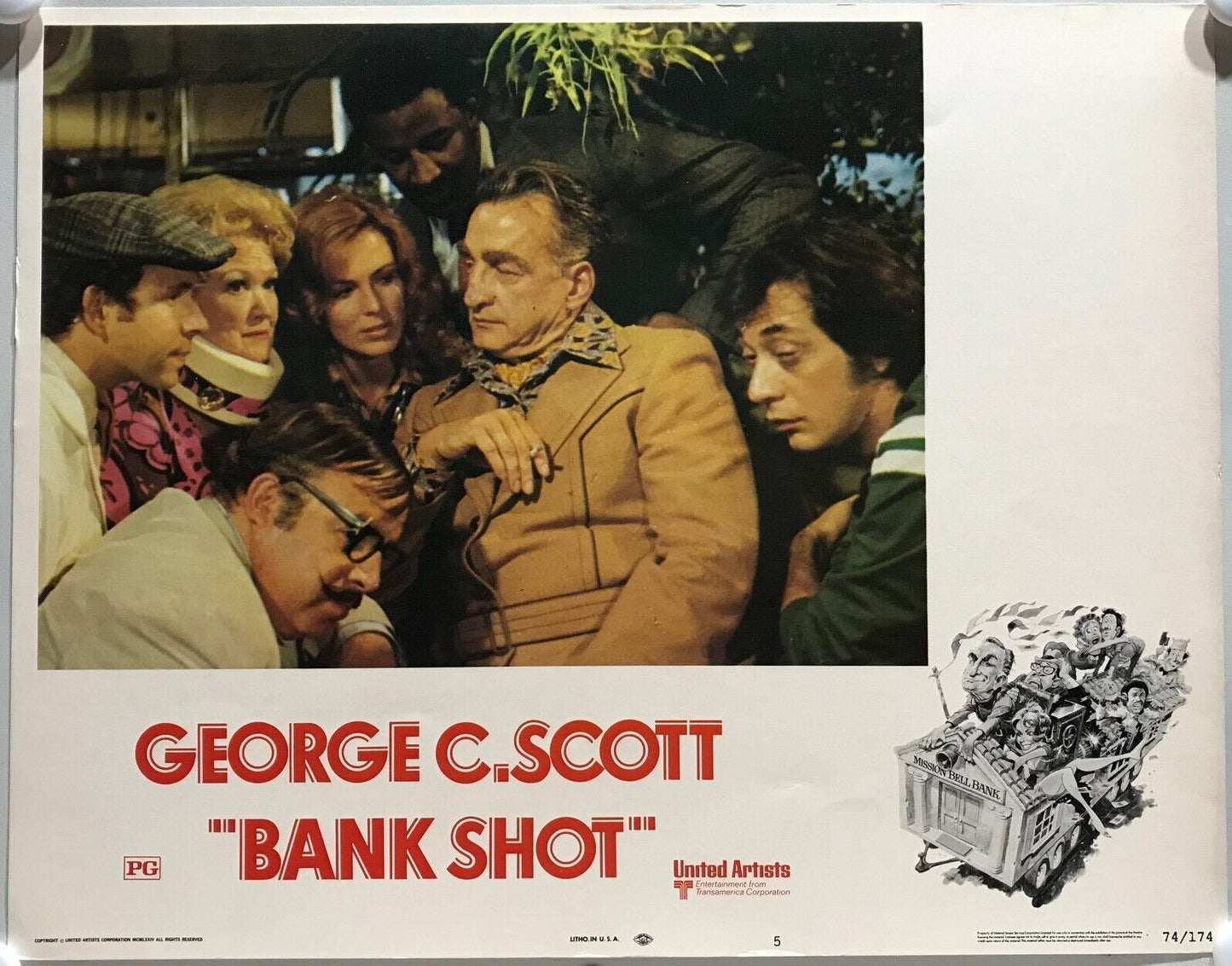 ORIGINAL LOBBY CARDS - BANK SHOT - 1974 - set of 8