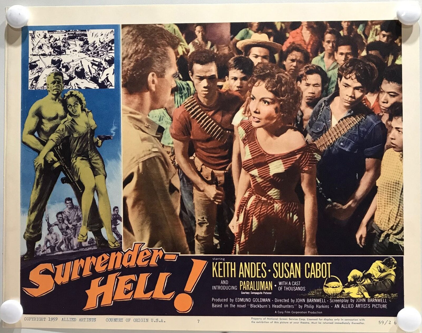 ORIGINAL LOBBY CARDS - SURRENDER - HELL! (b) - 1959 - set of 8