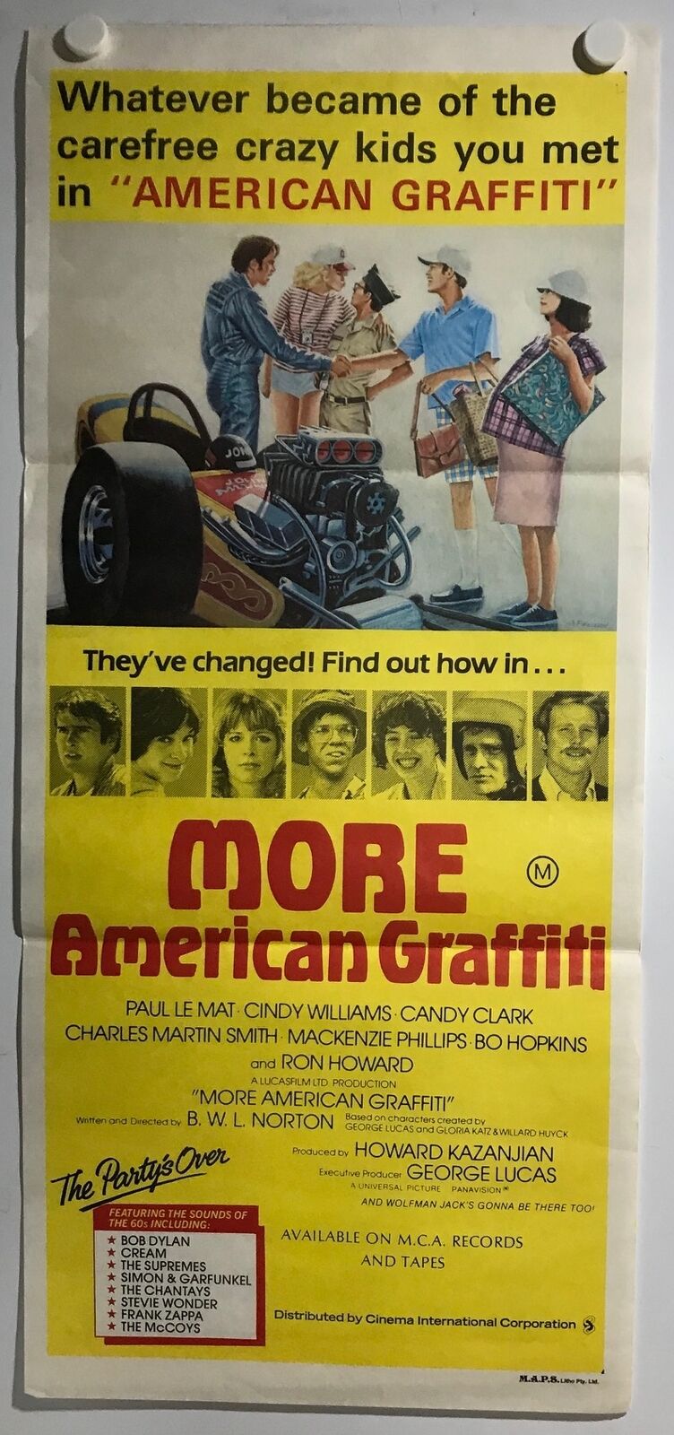 ORIGINAL DAYBILL MOVIE POSTER - MORE AMERICAN GRAFITTI