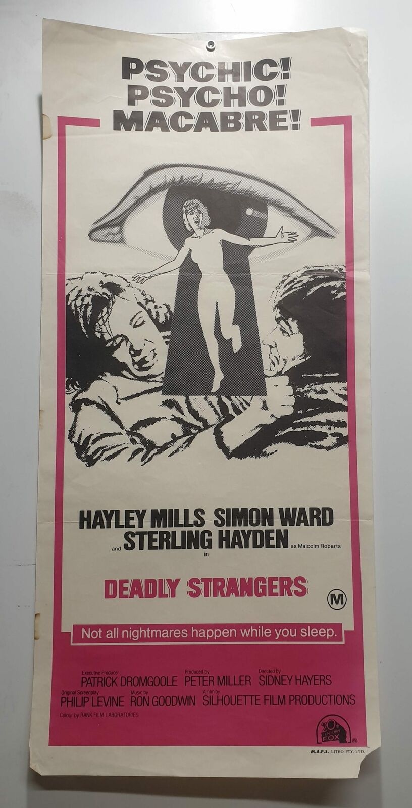 ORIGINAL DAYBILL MOVIE POSTER - DEADLY STRANGERS - HORROR