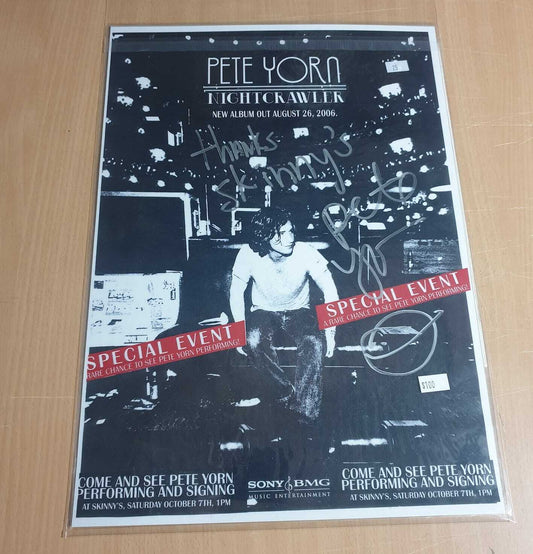 MUSIC PROMO POSTER - SIGNED - PETE YORN - NIGHTCRAWLER - AUSTRALIAN TOUR 2006