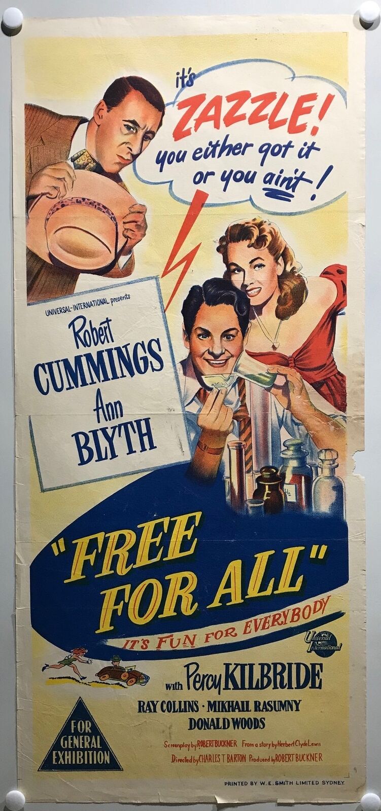 ORIGINAL DAYBILL MOVIE POSTER - FREE FOR ALL - 1949